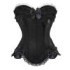 Women's Plus-Size Satin Overbust Corset Top with Lacing and Zipper, Black, 2XL view 1
