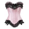 Women's Plus-Size Satin Overbust Corset Top with Lacing and Zipper, Black, 2XL view 2
