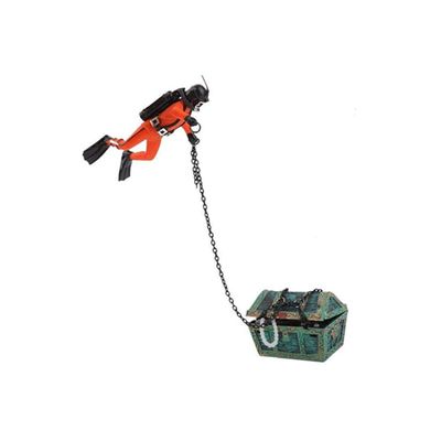 Xweptuy Artificial Aquarium Ornament with Underwater Treasure Chest and Diver