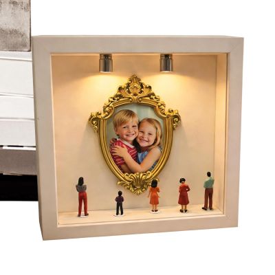 DIY Silhouette Display Box with Golden Miniature Frames and Figurines