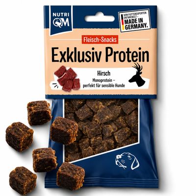 NutriQM Exclusive Protein Dog Snack Venison | 100g | Monoprotein & Grain-Free | Treats for Sensitive Dogs | No Artificial Additives | Ideal for Training | Made in Germany