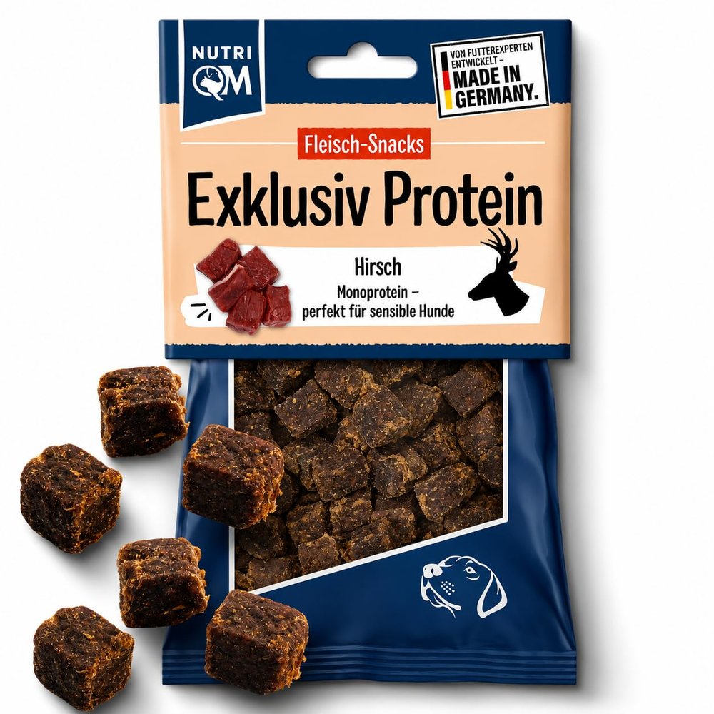 NutriQM Exclusive Protein Dog Snack Venison | 100g | Monoprotein & Grain-Free | Treats for Sensitive Dogs | No Artificial Additives | Ideal for Training | Made in Germany