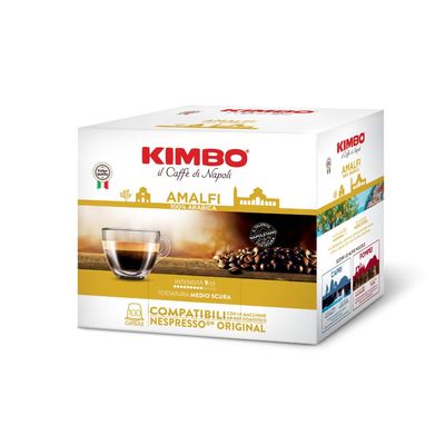 Kimbo Amalfi Le Meraviglie del Gusto, 300 Nespresso Original-Compatible Coffee Capsules, Delicate Blend, Strength 9/13, Medium-Dark Roast