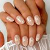 KQueenest Short Round Chrome Press-On Nails, Glossy Nude Gel Fake Nails, 32-Piece Set view 2