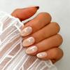 KQueenest Short Round Chrome Press-On Nails, Glossy Nude Gel Fake Nails, 32-Piece Set view 3
