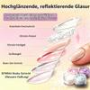 KQueenest Short Round Chrome Press-On Nails, Glossy Nude Gel Fake Nails, 32-Piece Set view 4
