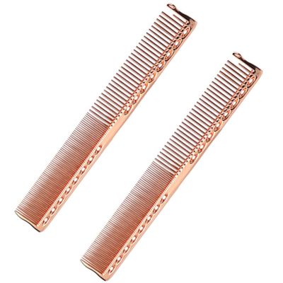 2-Piece Professional Hair Cutting Comb Set, Fine and Wide Teeth, Space Aluminum, Rose Gold, 8 in