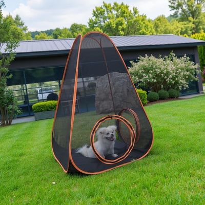 BKSXSOP Portable Foldable Mesh Play Tent with Tunnels for Cats and Small Animals