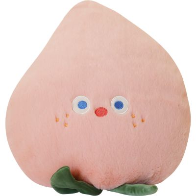 Pssopp Soft Plush Fruit Pillow, Embroidered Cartoon Peach Design