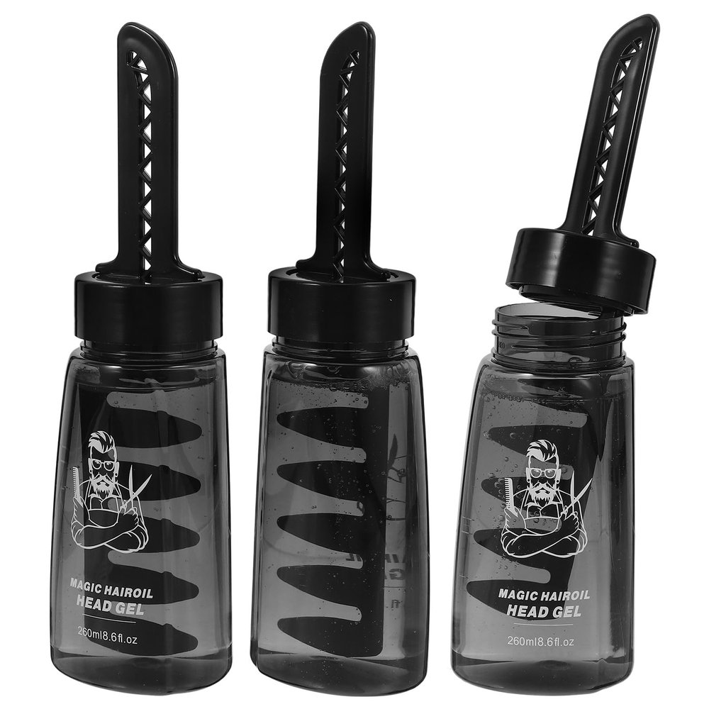 260 ml Empty Hair Gel Bottles with Comb, 3-Pack, Plastic