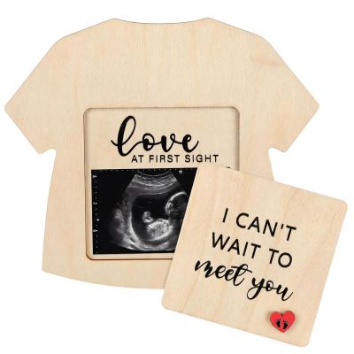Wooden Ultrasound Photo Keepsake for Pregnancy Announcement