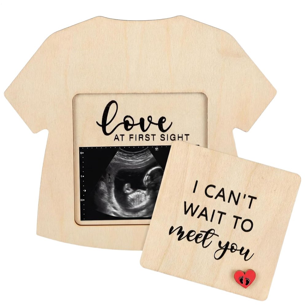 Wooden Ultrasound Photo Keepsake for Pregnancy Announcement