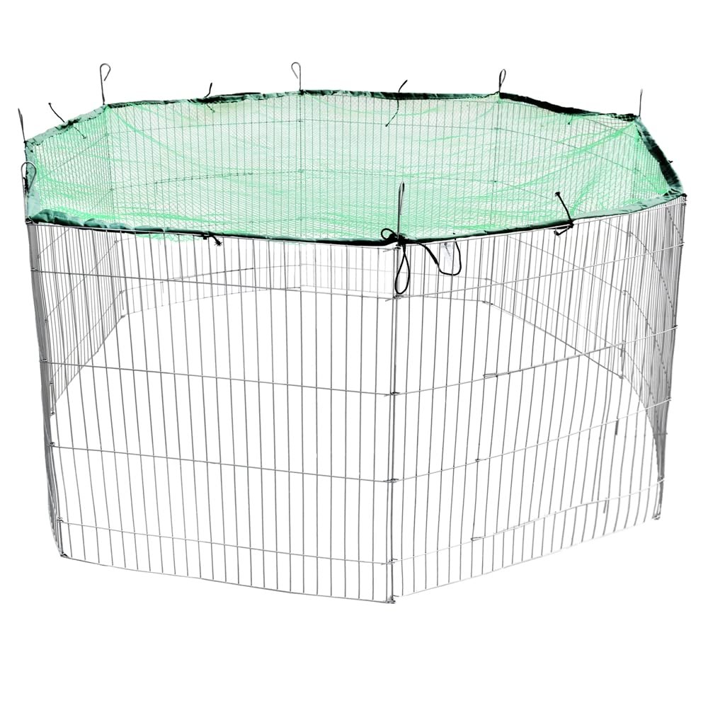 Mucola Round Foldable Exercise Pen for Rabbits with Cover Net