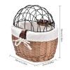 Cat Bicycle Basket | Wicker Bicycle Basket, Handwoven Storage Basket view 4