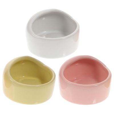 VALICLUD 3-Piece Ceramic Food Bowls for Hamsters, Compact and Easy to Clean, for Fresh and Dry Food, Sturdy and Chew-Resistant Design, Random Color