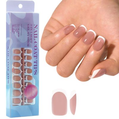 300 Press-On Nails, Soft Gel French Tips, 15 Sizes