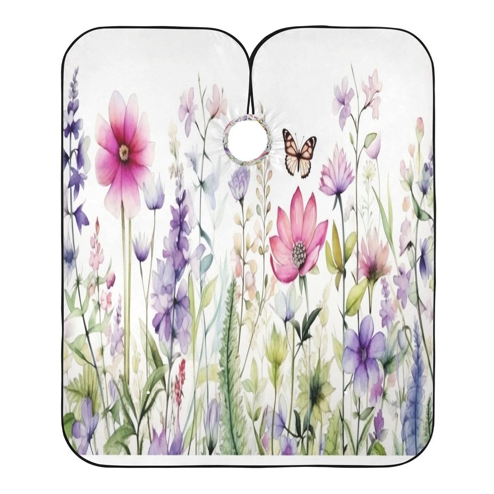 Herbs & Wildflowers Unisex Haircut Barber Cape, Lightweight, 168 x 140 cm