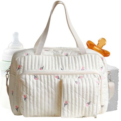 Generic Tote-Style Diaper Bag for Women, Floral-Pattern Storage Bag, Baby Travel Bag for Work, Office, Gym, Hospital, Vacation, Park, Picnics, and Camping