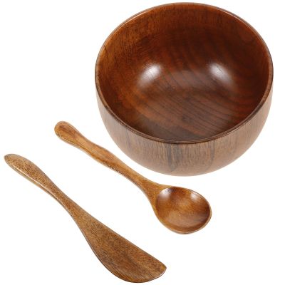 Veemoon Brown Mixing Bowl with Stirring Spoon and Mixing Stick, Portable for Travel, Business Trips, and Home
