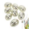 8 Silver Glitter Easter Eggs, Hanging Glass Eggs, 4 x 6 cm Mirror Disco Ball Easter Ornaments view 1