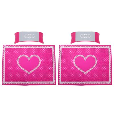 Foldable Silicone Hand Rest Cushion and Nail Art Mat, Rose Red