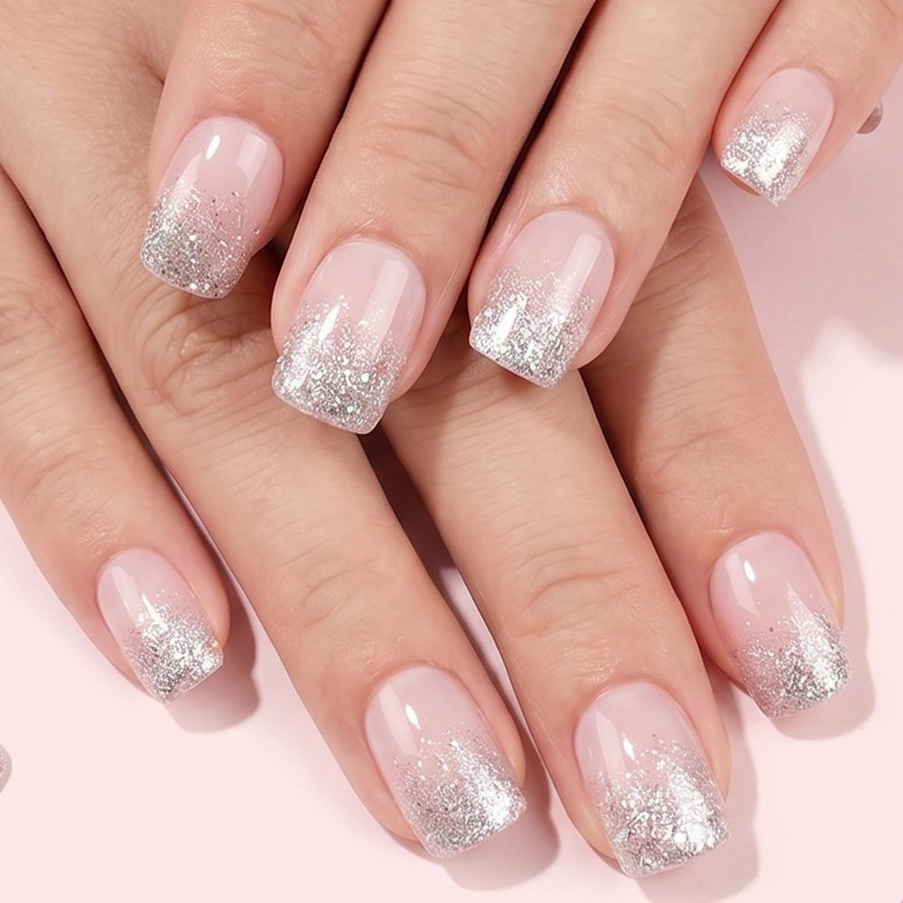 Vesavifaka 24-Piece Short Glossy Press-On Nails