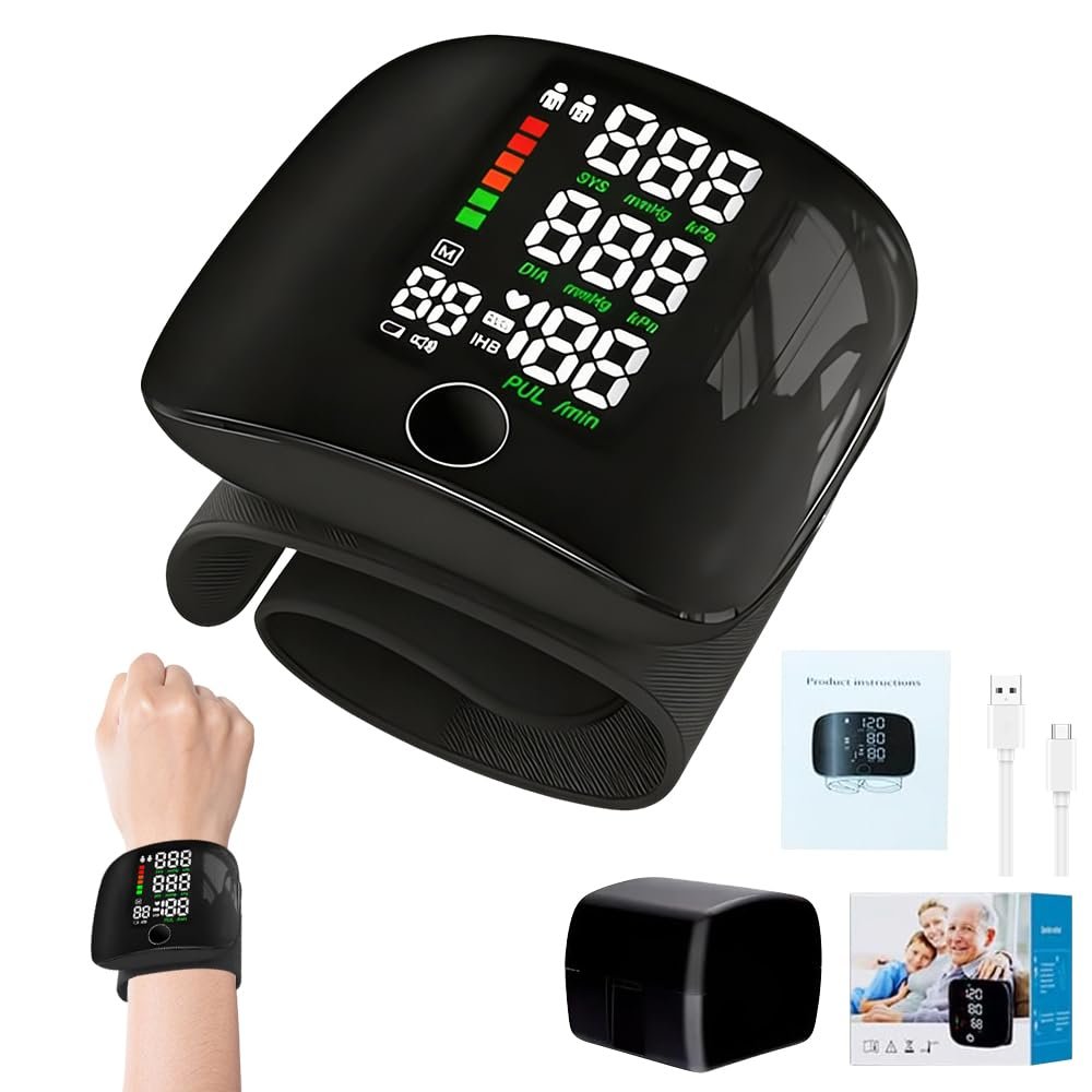 Rechargeable Wrist Blood Pressure Monitor with Large LED Display