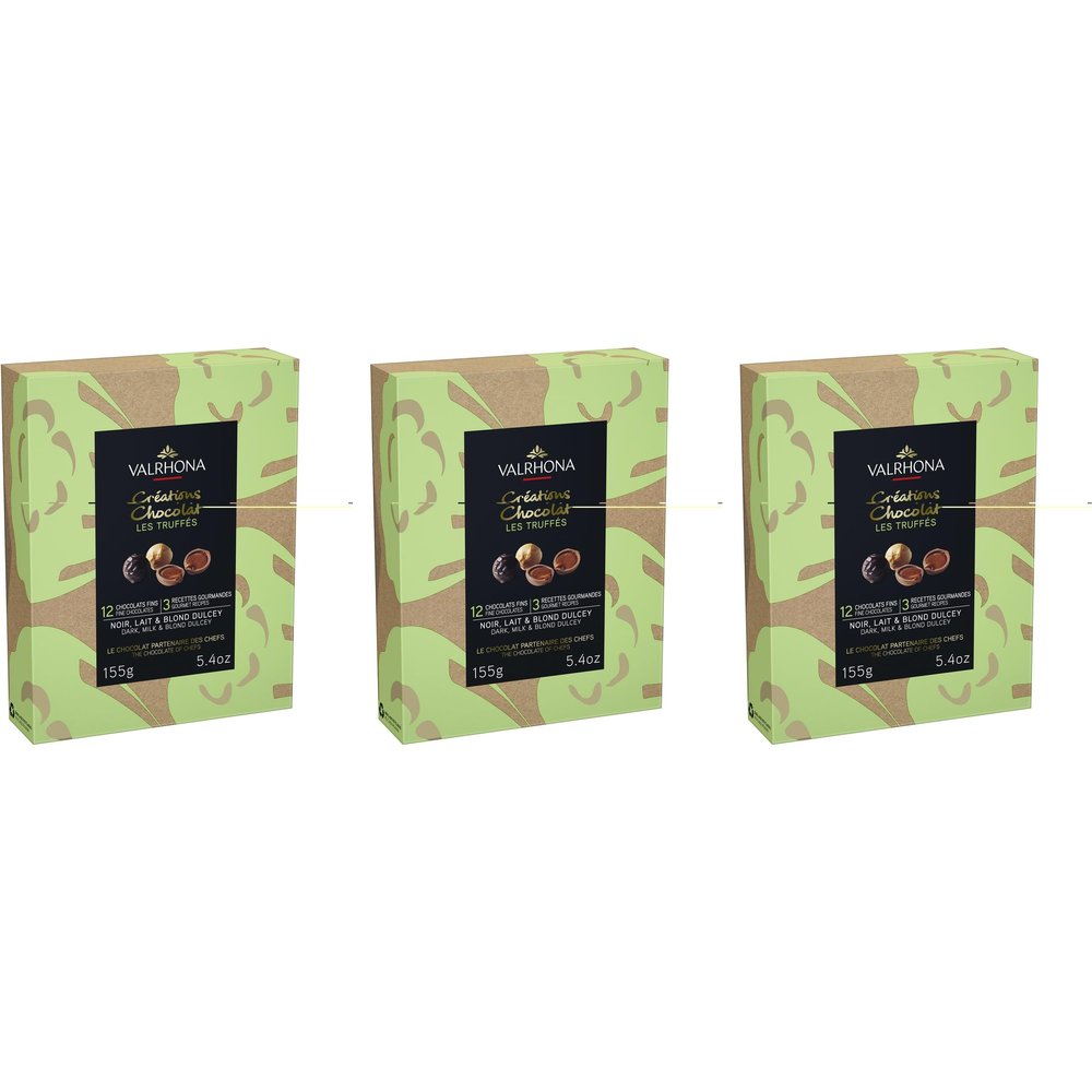 Valrhona French Truffle Box: Dark, Milk & Dulcey Chocolate, 3 x 155 g, incl. FeinWert E-Book