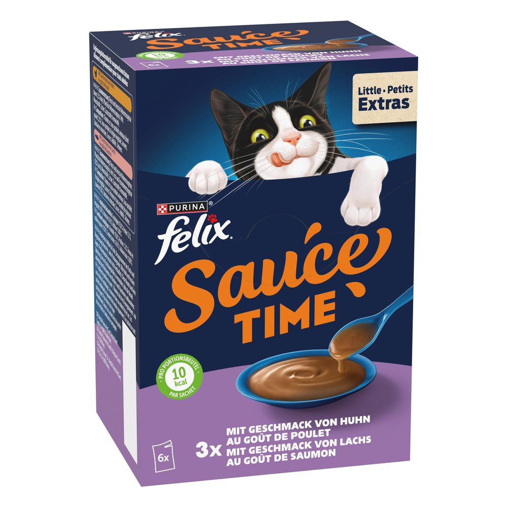 Felix Sauce Time Cat Food with Chicken, Salmon & Extras, 4-Pack (6 x 40g)