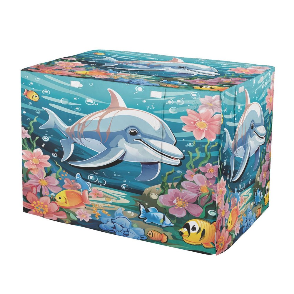KAAVIYO Ocean Dolphin Dog and Cat Crate Cover, Waterproof Indoor/Outdoor Pet Cover