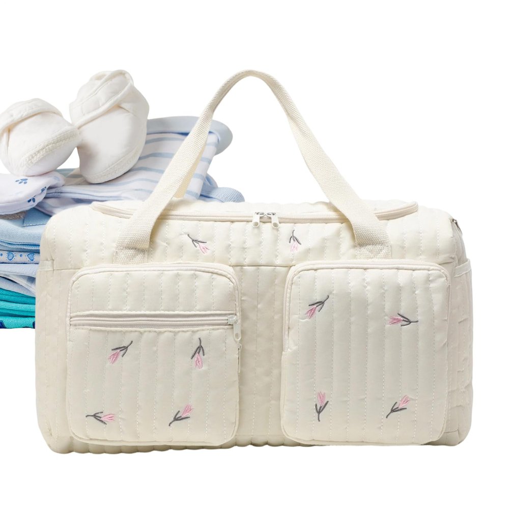 Travel Diaper Bag with Adjustable Large Capacity and Floral Storage