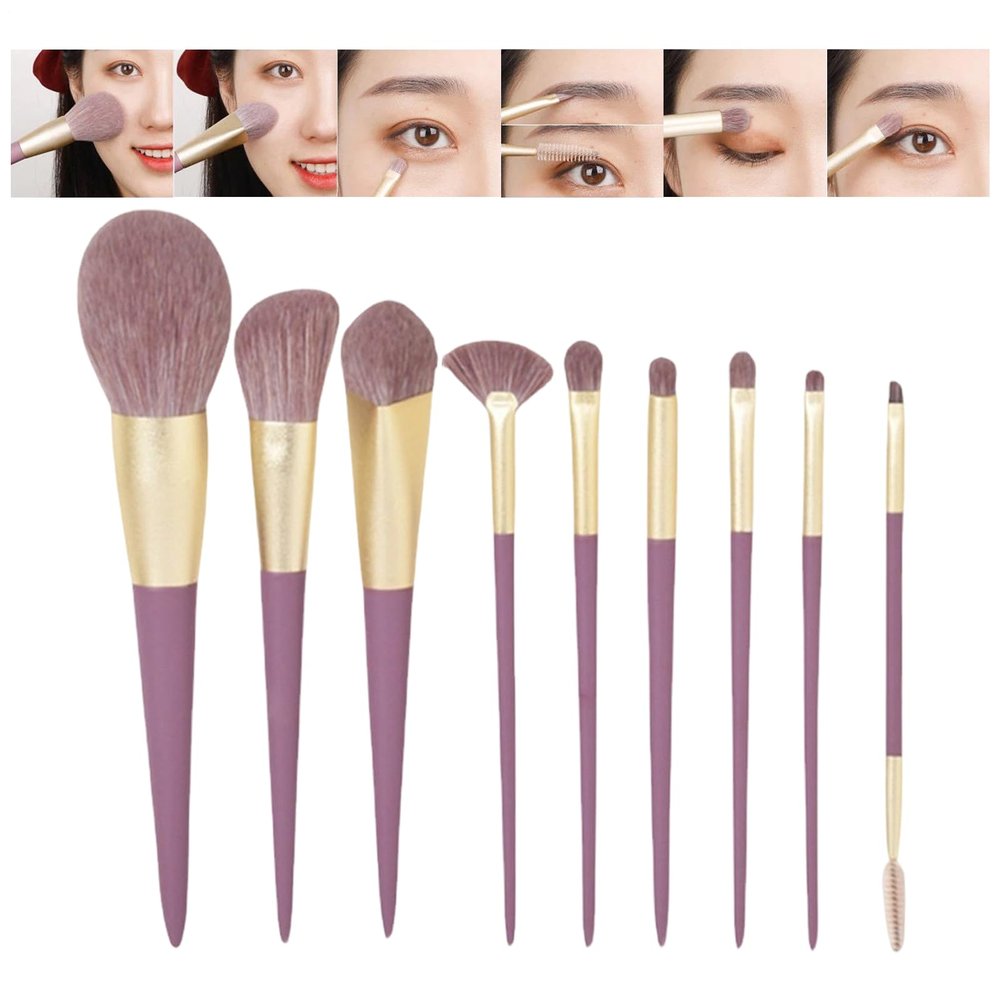 9-Piece Makeup Brush Set with Soft and Non-Slip