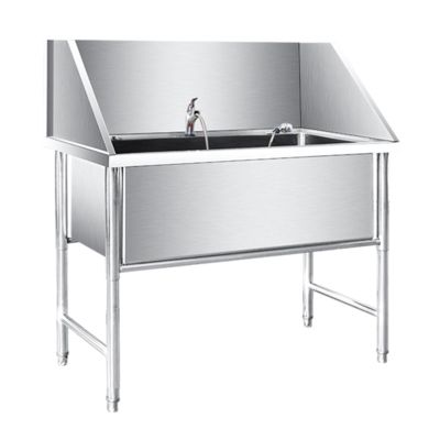 Stainless Steel Pet Grooming Bathtub with Faucet (120 cm/