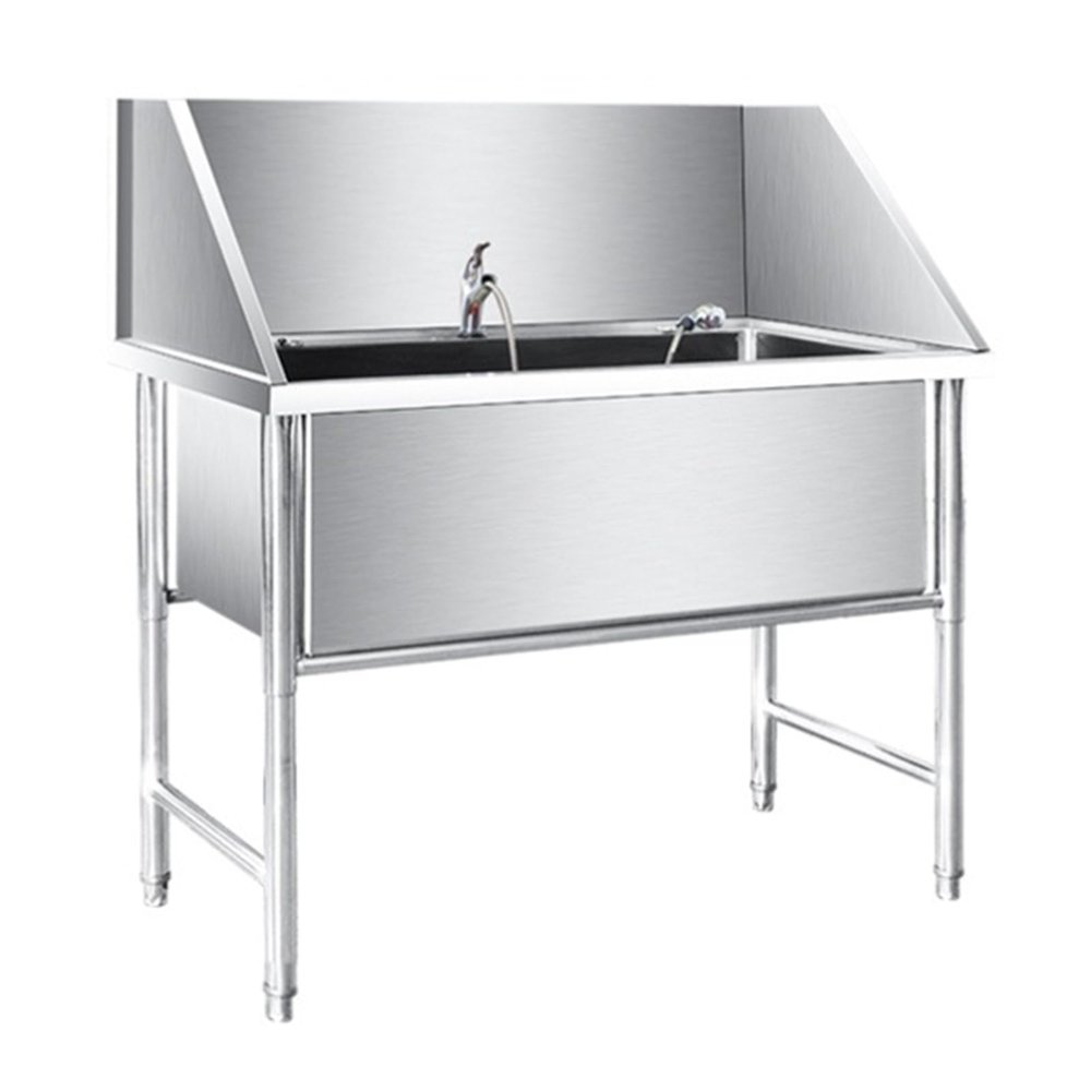 Stainless Steel Pet Grooming Bathtub with Faucet (120 cm/