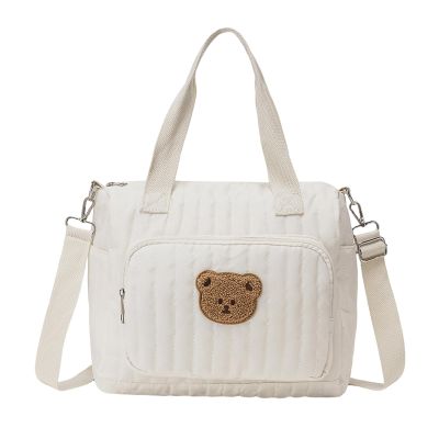 Large Diaper Bag with Shoulder Strap | Tote Organizer with Bear Motif