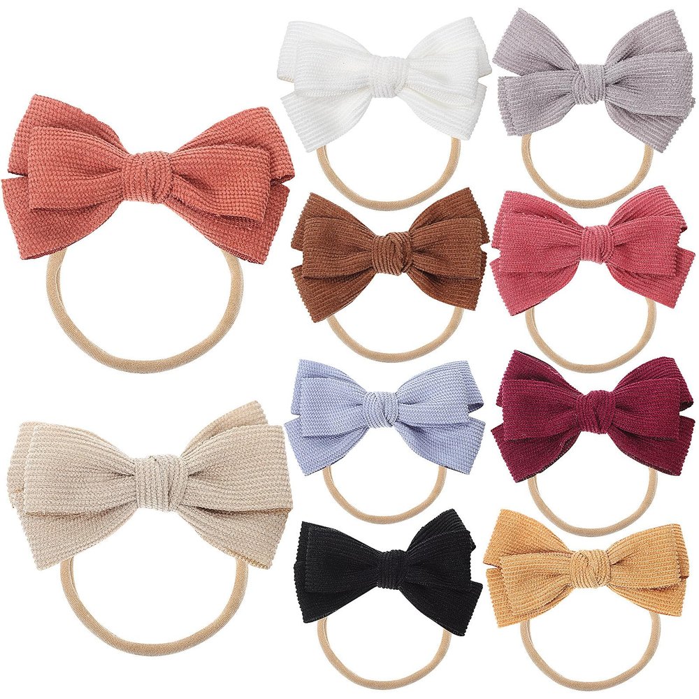 Operitacx 10-Pack Nylon Bow Headbands for Girls