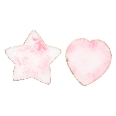 Zerodeko Nail Art Display Boards with Heart and Star Designs, 2-Piece Resin Set