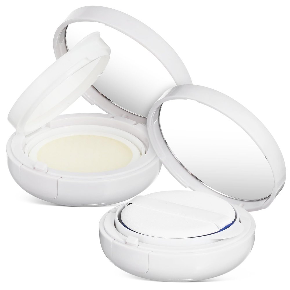 MAGICLULU 2-Piece Empty Round Cushion Foundation Cases with Mirror