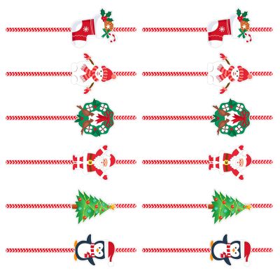 YIGZYCN Christmas-Themed Paper Straws with Cartoon Designs
