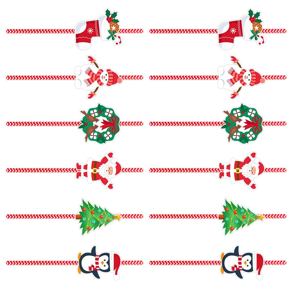 YIGZYCN Christmas-Themed Paper Straws with Cartoon Designs