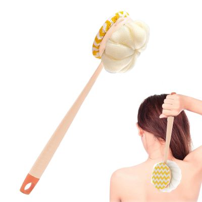 2-in-1 Double-Sided Body Bath Scrubber with Long Handle