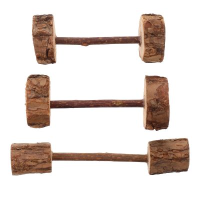 TEHAUX Cat Matatabi Dumbbells, 3-Piece Set for Dental Care, Natural Matatabi Wood, Random Style
