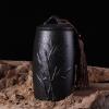 OPFdfhDFH Small Ceramic Urn for Pets, Black/Bamboo view 3