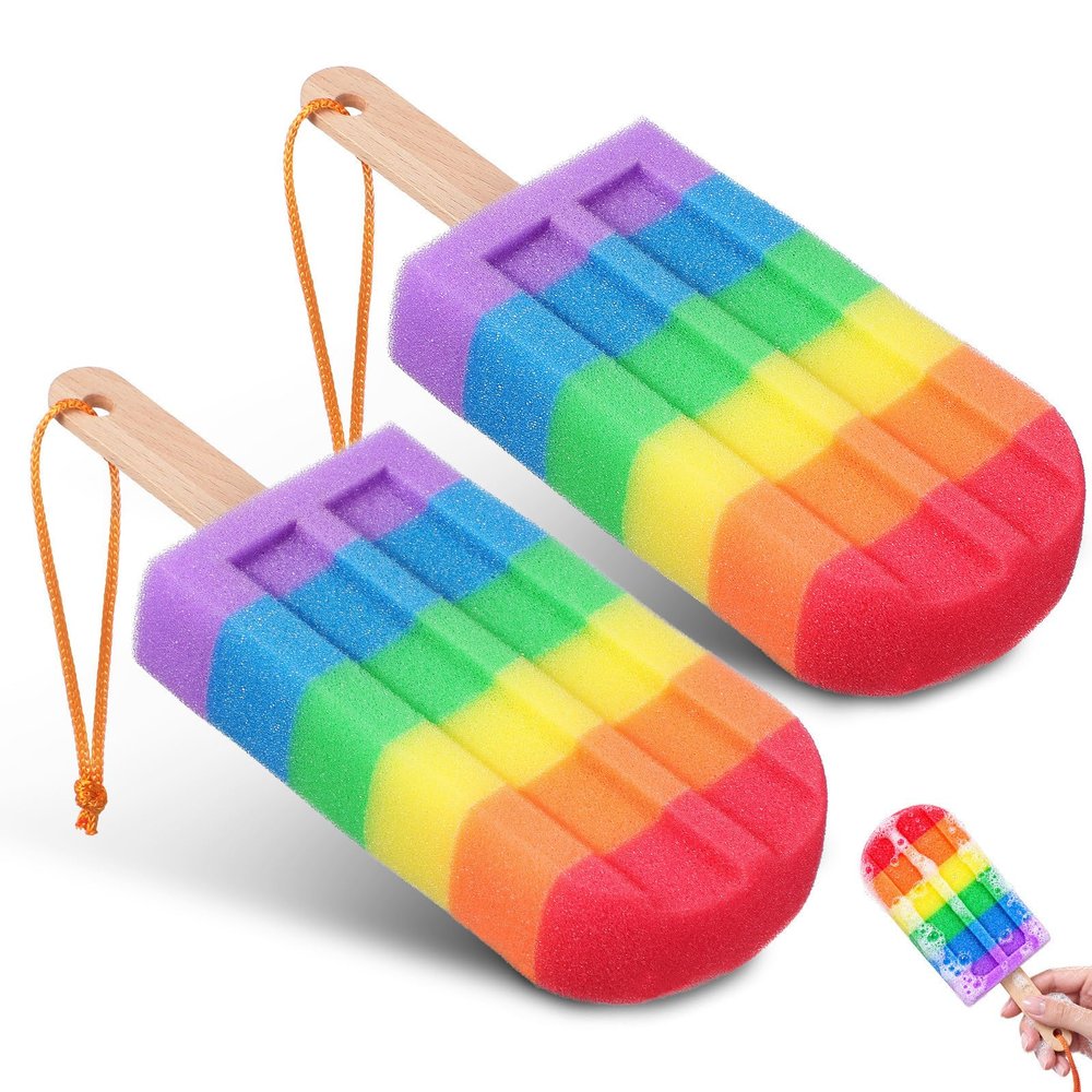 MAGICLULU 2-Piece Colorful Ice Cream-Shaped Body Exfoliating Sponges, Random Color