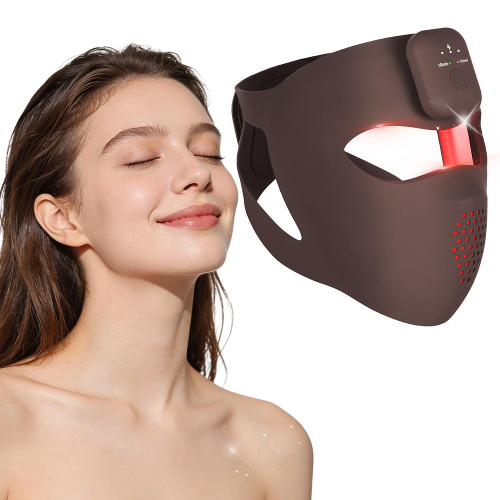 LED Facial Mask, 4D Silicone Red Light Mask, 660 nm & 415 nm & 850 nm