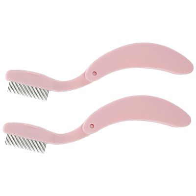 2-Piece Stainless Steel and PP Eyebrow and Eyelash Comb Set