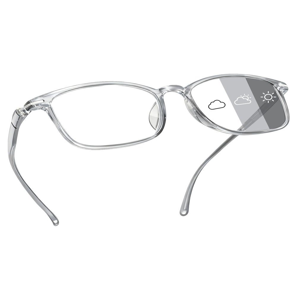YuMiooAury Self-Tinting Distance Glasses, Lightweight Photochromic Glasses, Gray, -0.75