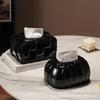 QWdfgS Ceramic Tissue Box Holder, Striped Texture, White view 4