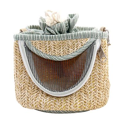 KALLORY Portable Small Pet Carrier for Small Pets and Rats, Straw and Flannel with Breathable Mesh, All Seasons, Random Color