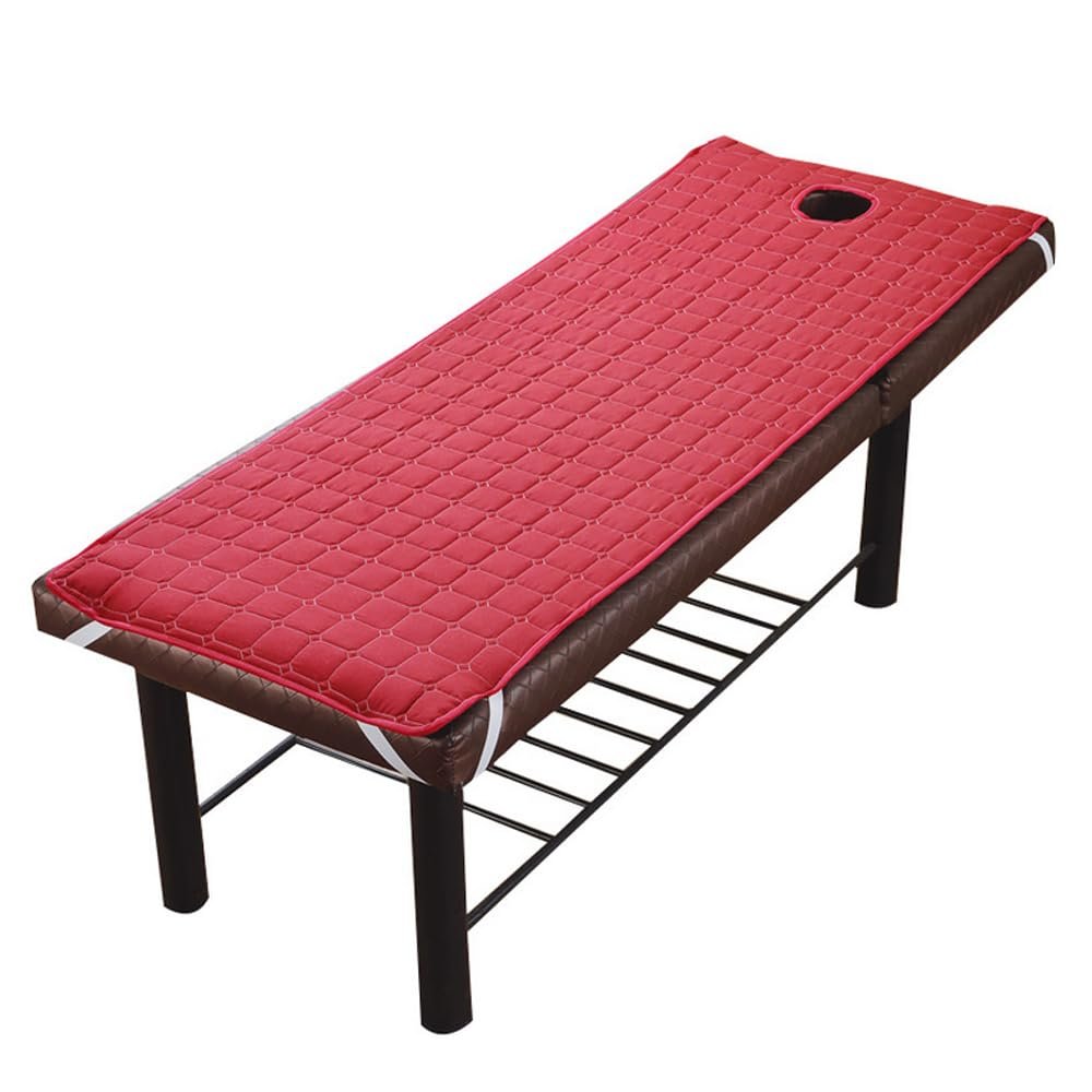 Anti-Slip Fitted Table Sheet with Face Hole, Red, Size L
